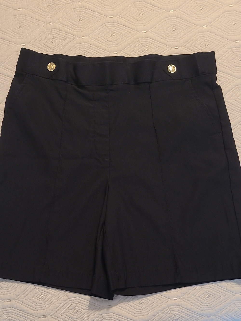 Rafaella Black High-Rise Shorts with Gold Buttons Size 10